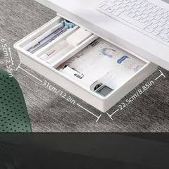 Desk Under Drawer Storage Box Hidden Desk Organizer - No Hole Installation