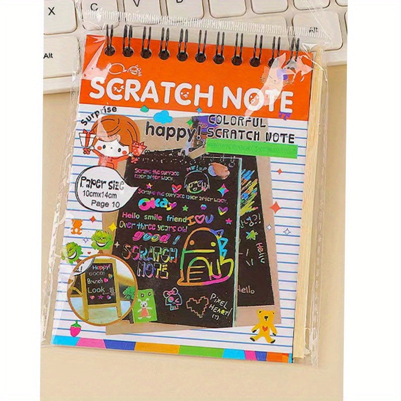 DIY Magic Rainbow Scraping Painting Art Scratch Paper Graffiti Stencil Drawing