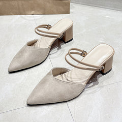 Chunky Heeled Pumps Double Strap Sandals