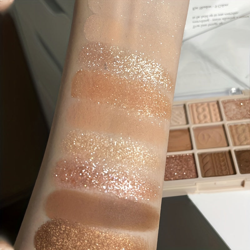 9-Color Mini Golden Eyeshadow Palette Brown Sparkle Coral Pearly Finish