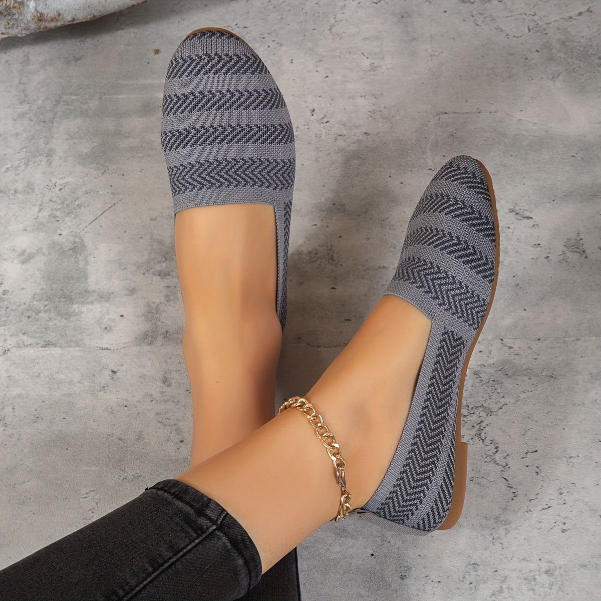 Women's Knit Ballet Flats Soft Sole Shoes Casual Wear Walking Shoes
