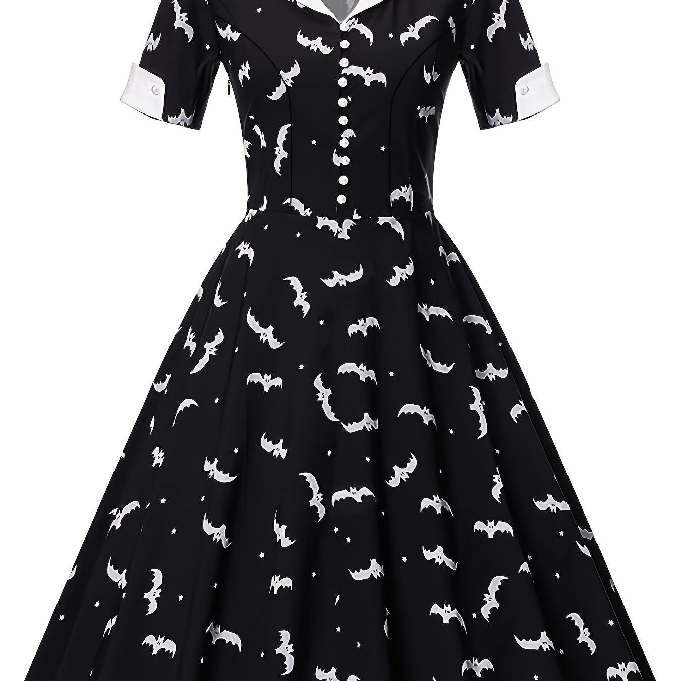 Retro Dress Women's Plus Bat Print Swing Dress