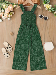 Girls Ruffled Polka Dot Cami Jumpsuit for Summer Party
