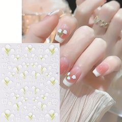 5D Flower Embossed Nail Art Sticker Campanula Butterfly Tulip Rabbit Daisy