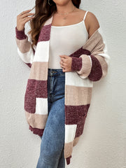 Women's Plus Striped Long Sleeve Cardigan