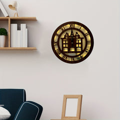Wooden House Clock with Sound and Light Control