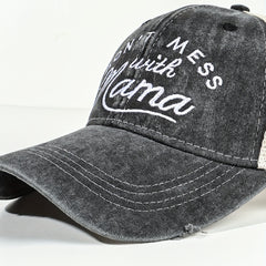 Mom Baseball Cap Distressed Trucker Hat Ponytail Mesh Embroidery Sun Hat