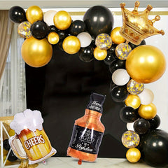 Golden Flower Garland Balloon Arch Kit Whiskey Bottle Beer Cup Balloons
