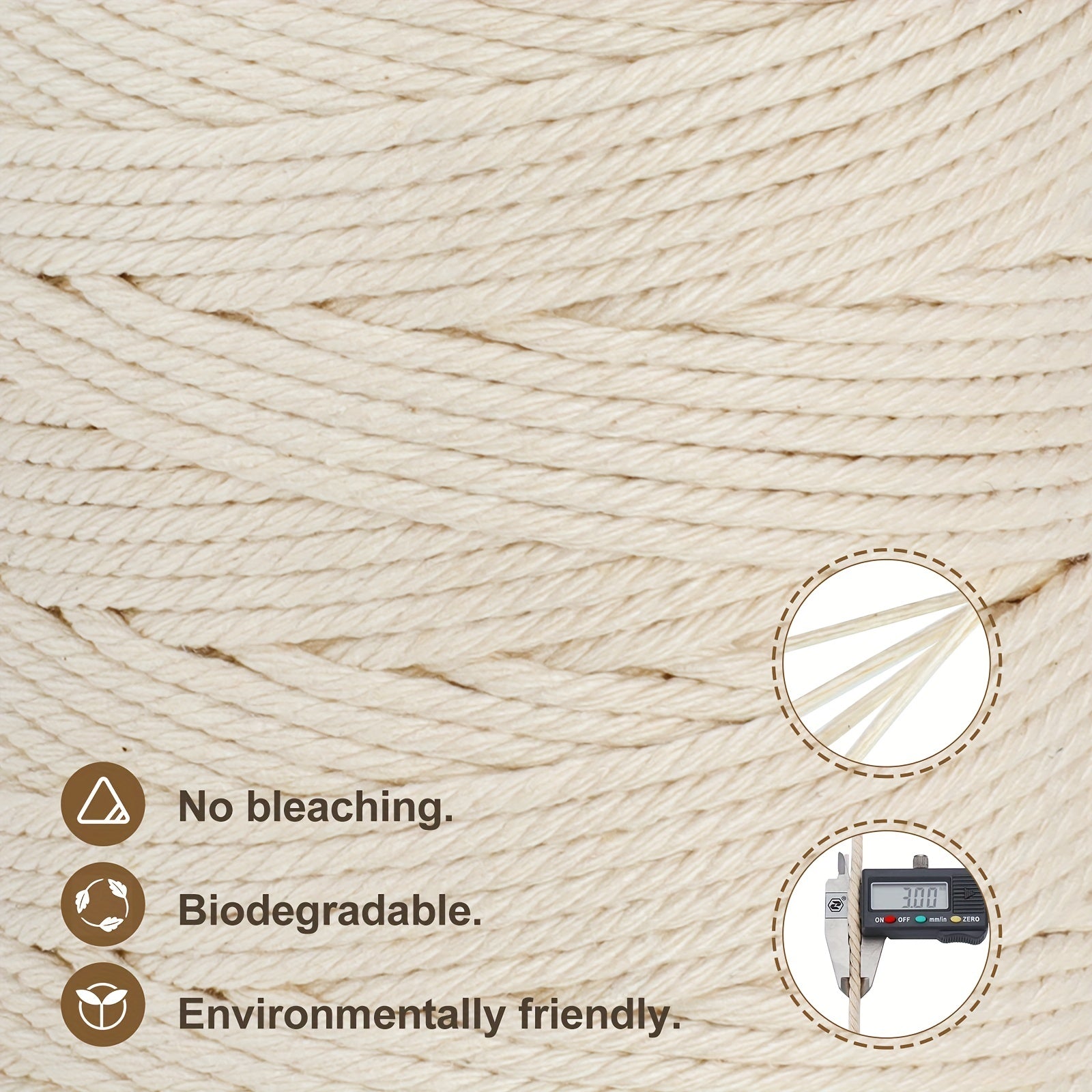 3mm X 220 Yards Cotton Macrame Rope for Crafts