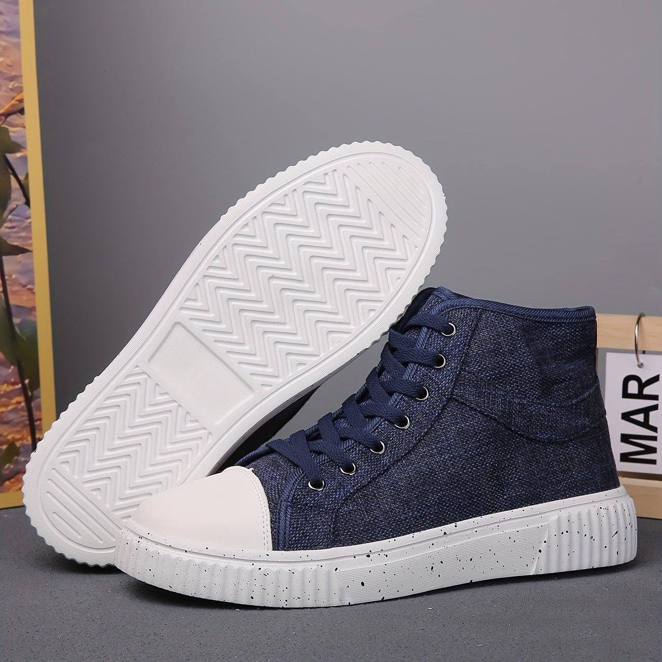 Men's High Top Canvas Skate Shoes Comfy Deodorant Sneakers