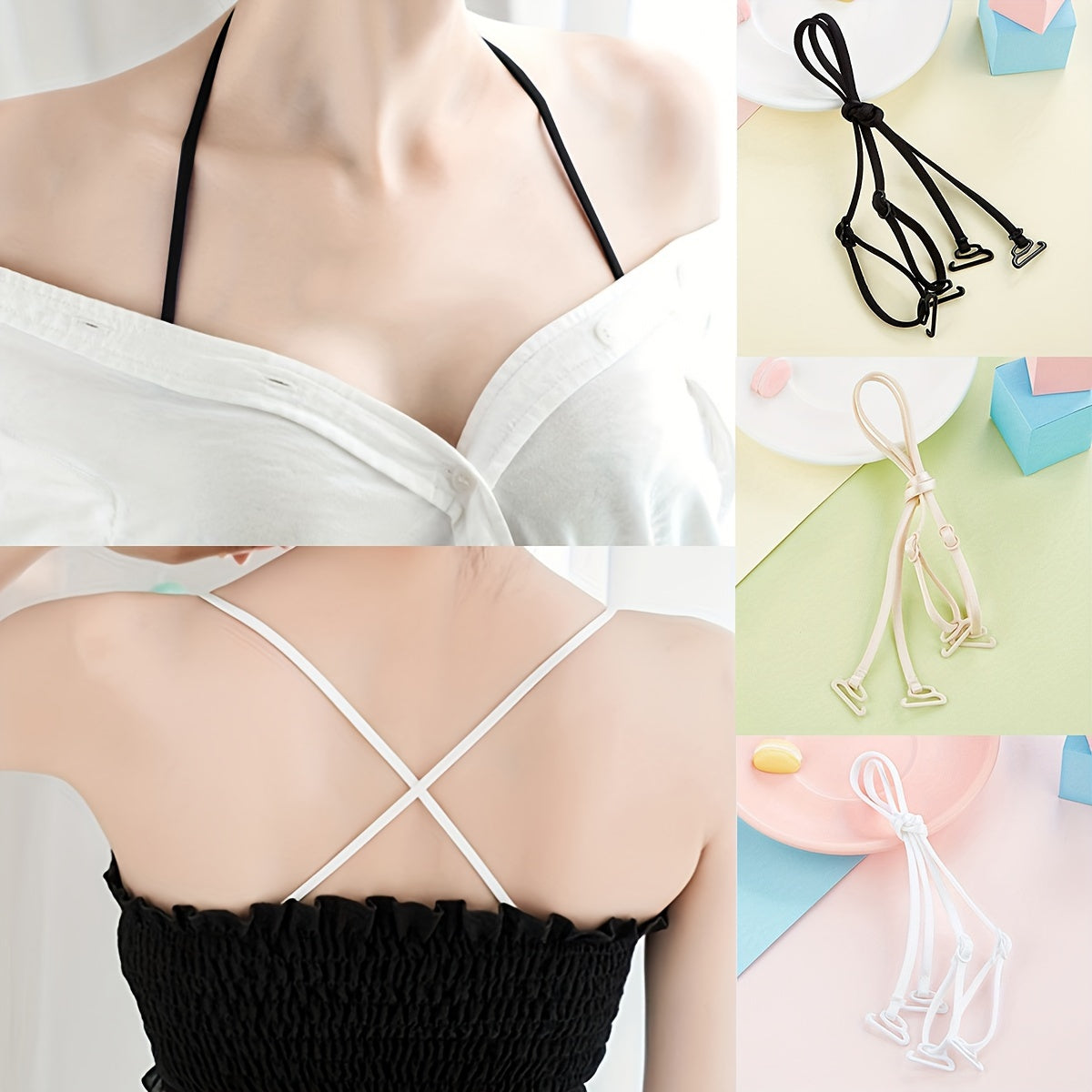 3pcs Elastic Bra Shoulder Straps Non slip Adjustable Underwear Straps
