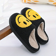 Men's Smiling Face Warm Slip On Slippers