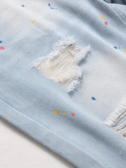 Distressed Denim Shorts Men s Street Style Summer Wear