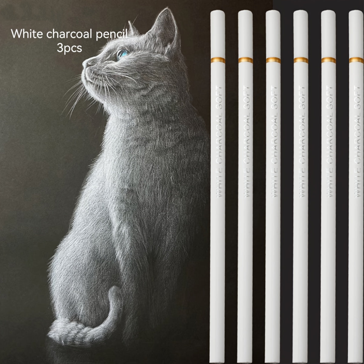 3pcs Charcoal Pen Gloss Pen Soft Sketch Pen Art Painting