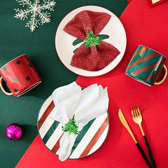 4pcs Christmas Tree Decor Napkin Rings for Party Table Decor