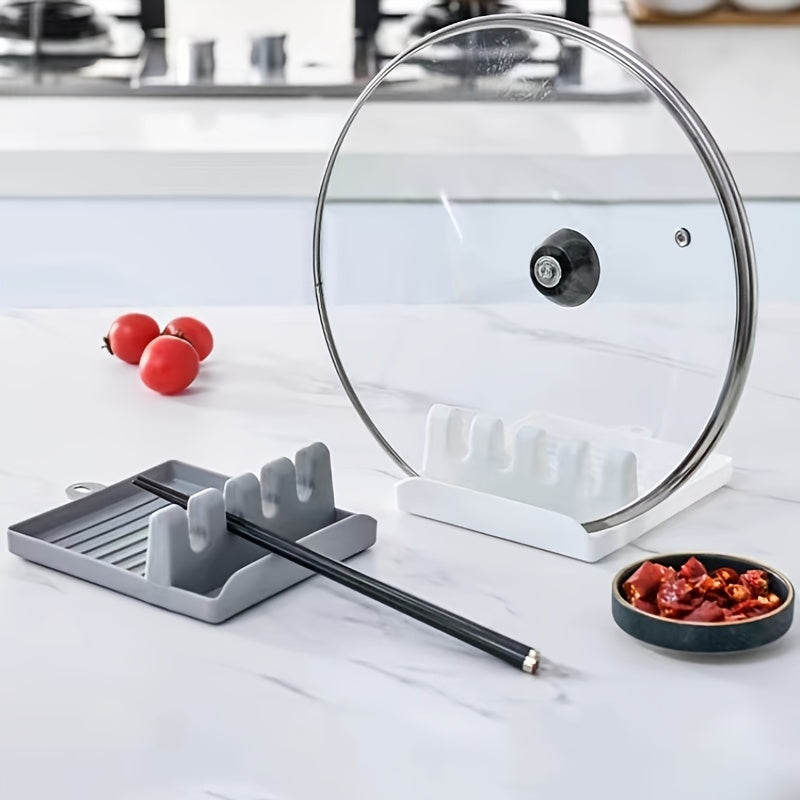 Kitchen Pot Cover Rack Countertop Storage Shelf Utensil Rest Spoon Tray