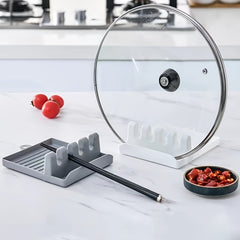 Kitchen Pot Cover Rack Countertop Storage Shelf Utensil Rest Spoon Tray