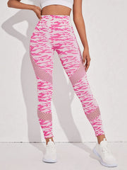 Camo Mesh High Waist Yoga Pants Seamless Leggings for Women