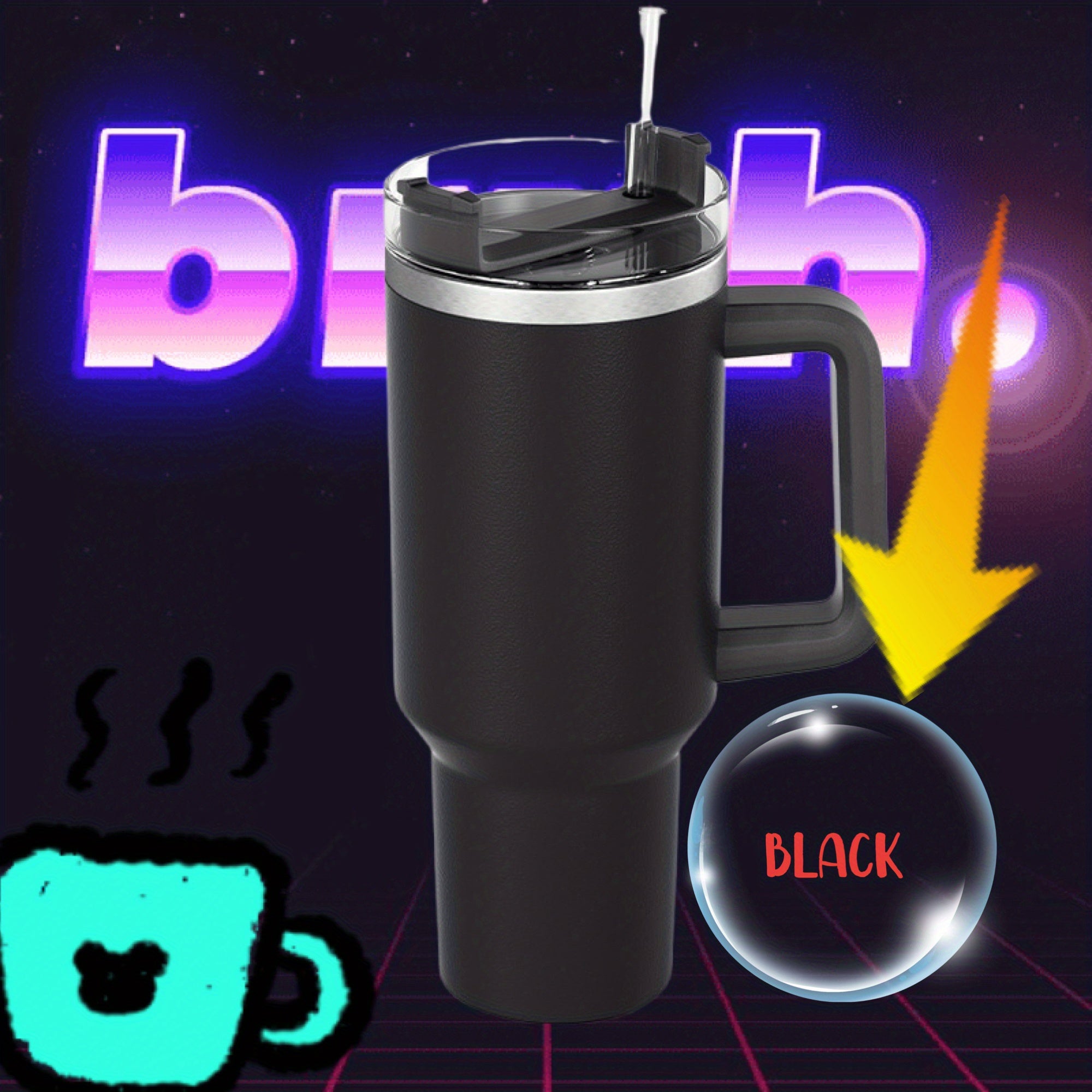 40oz Stainless Steel Insulated Cup - Outdoor Sports & Travel - Leakproof Straw
