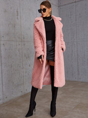 Plush Lapel Neck Coat for Winter Women's Outerwear