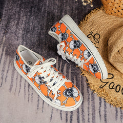 Women's Skull Print Sneakers Casual Lace Up Outdoor Shoes Lightweight Low Top