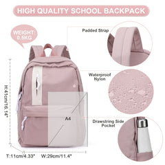 Colorblock School Bag Preppy Daypack All Match Zipper Travel Bag