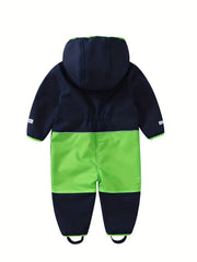 Boys Warm Softshell Outdoor Jumpsuit with Hooded Ski Suit