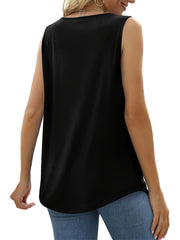 Pleated Square Neck Tank Top for Women