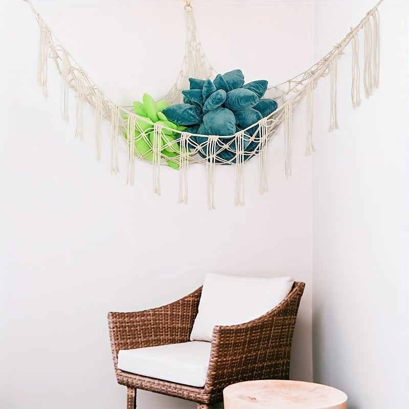 Boho Stuffed Animals Net Hammock Toy Storage Holder