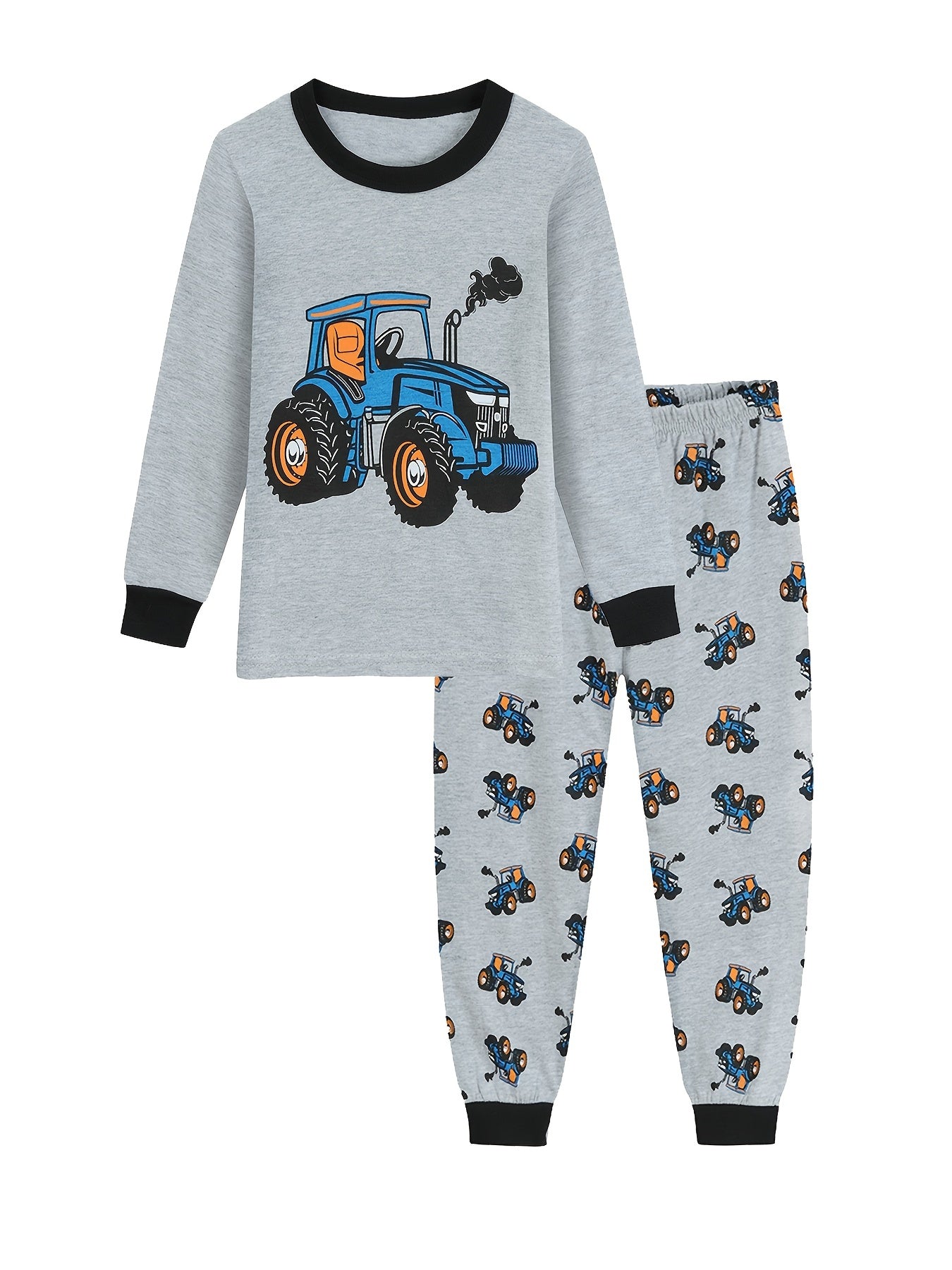 Boys 2pcs Tractor Print Pajamas Set