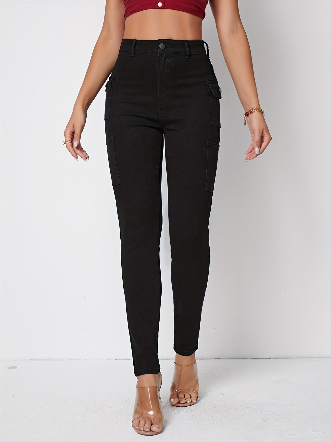 High Stretch Cargo Denim Pants Y2K & Kpop Style