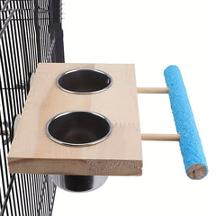 Bird Feeding Dish Cups with Clamp Holder for Parakeets African Greys Cockatiels