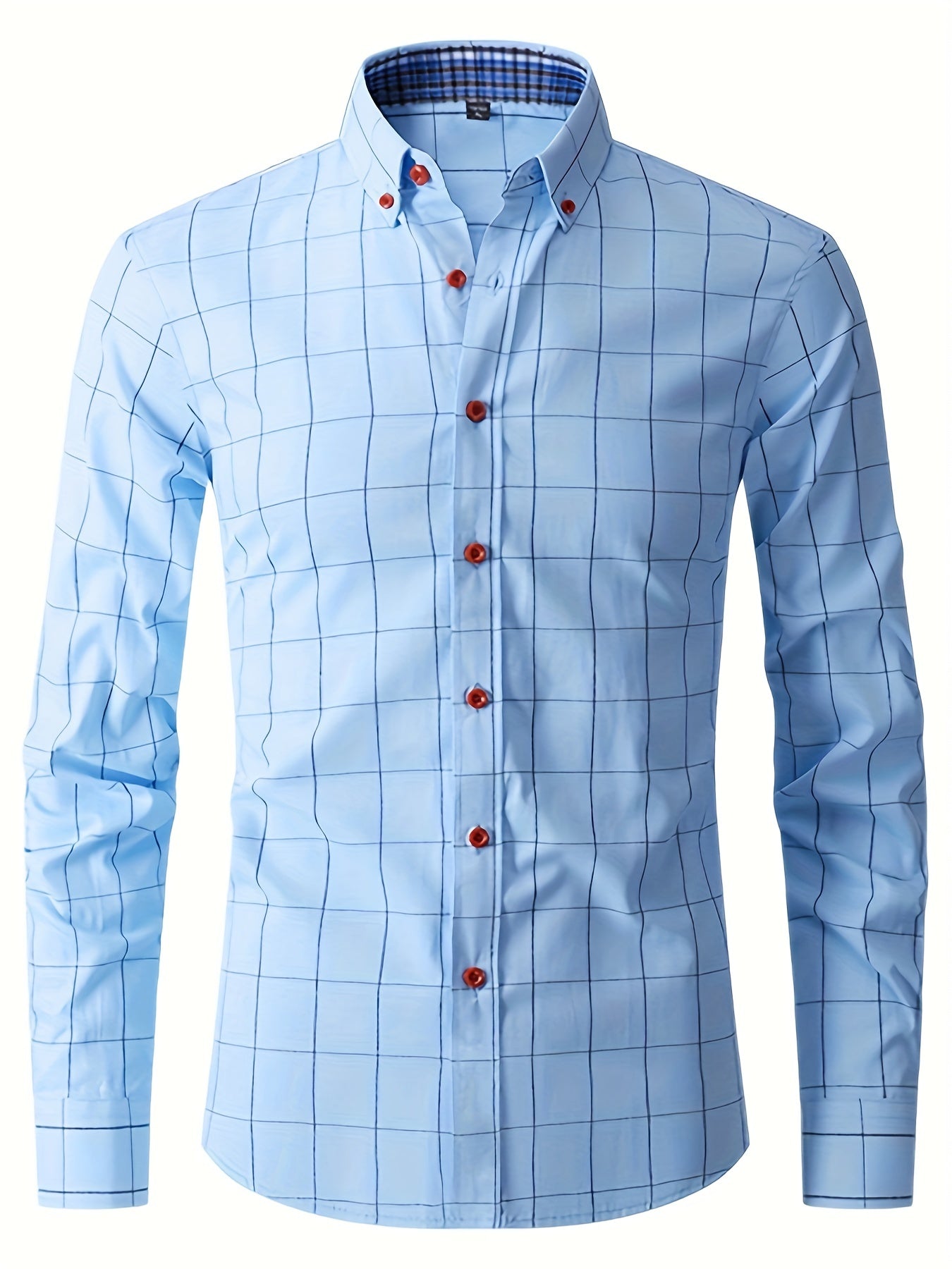 Men's Plaid Button Up Shirt for Business Occasions