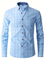 Men's Plaid Button Up Shirt for Business Occasions