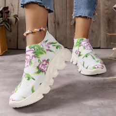 Floral Print Non slip Sneakers Lightweight Comfortable