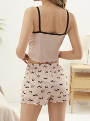 Eyelash Print Pajama Set Cami Top & Shorts