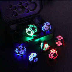 7pcs Strobe LED Rechargeable Dice Set w/ Charging Case - 3 Colors