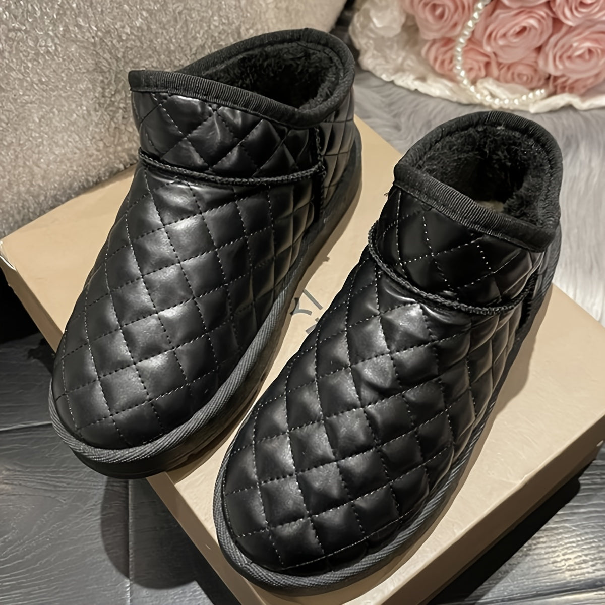 Women's Low Top Snow Boots Waterproof Shoes Slip On Round Toe