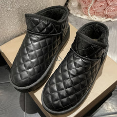 Women's Low Top Snow Boots Waterproof Shoes Slip On Round Toe