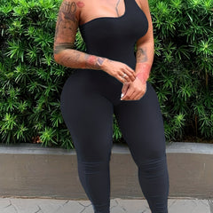 One Shoulder Stretch Jumpsuit