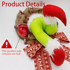 Christmas Plush Wreath Stuffed Legs Toy Doll Indoor Front D
