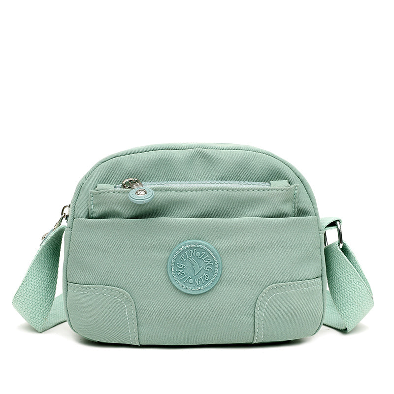 Solid Canvas Crossbody Bag Women's Large Capacity Zipper Baguette Bag