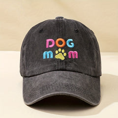 DOG MOM Embroidery Baseball Cap Cartoon Candy Washed Distressed Sun Hat