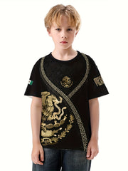 MEXICO Symbol 3D Print Boy's Casual Tees Short Sleeve Crew Neck