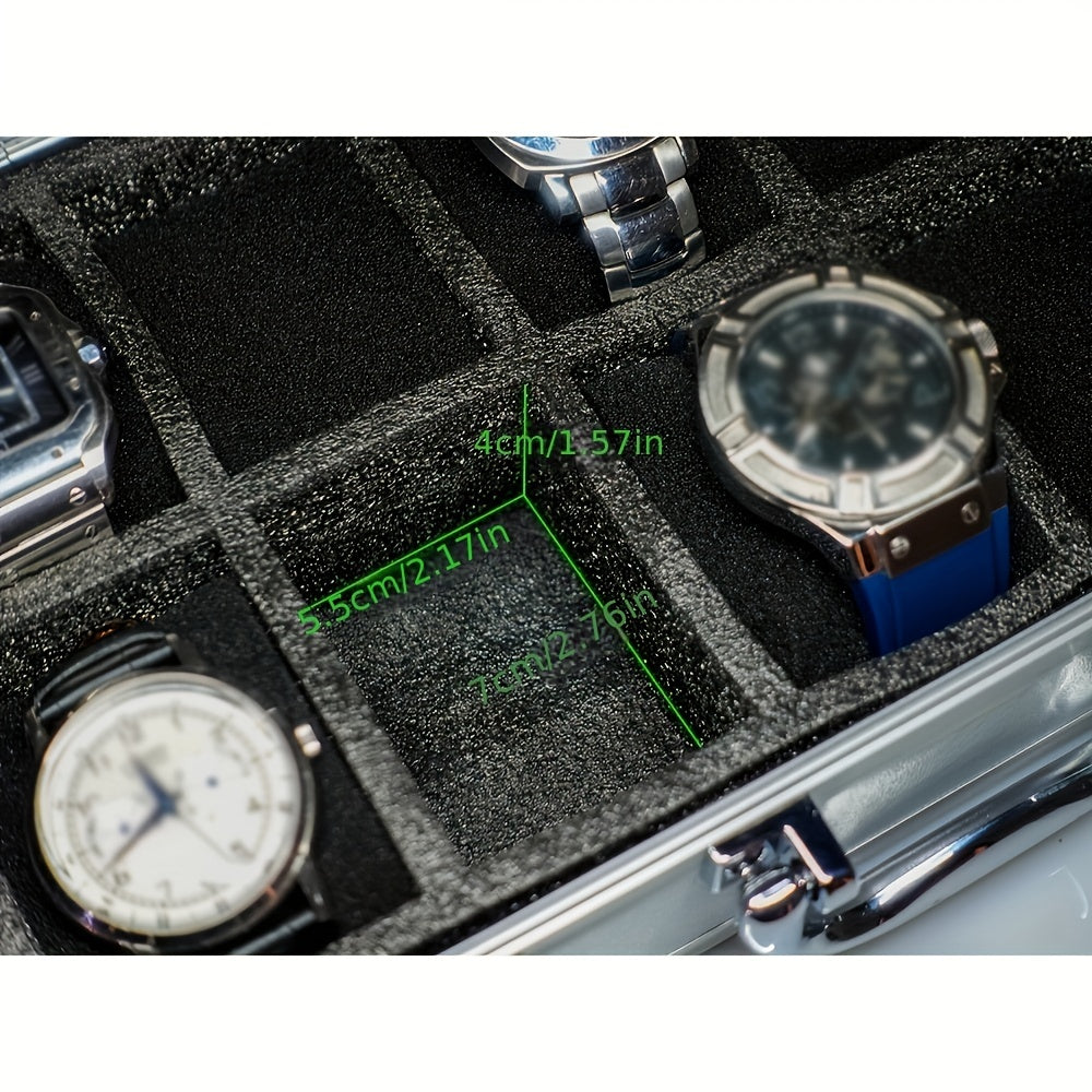 10 18 Slot Aluminum Watch Storage Box Men Collector Portable Display