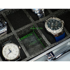 10 18 Slot Aluminum Watch Storage Box Men Collector Portable Display