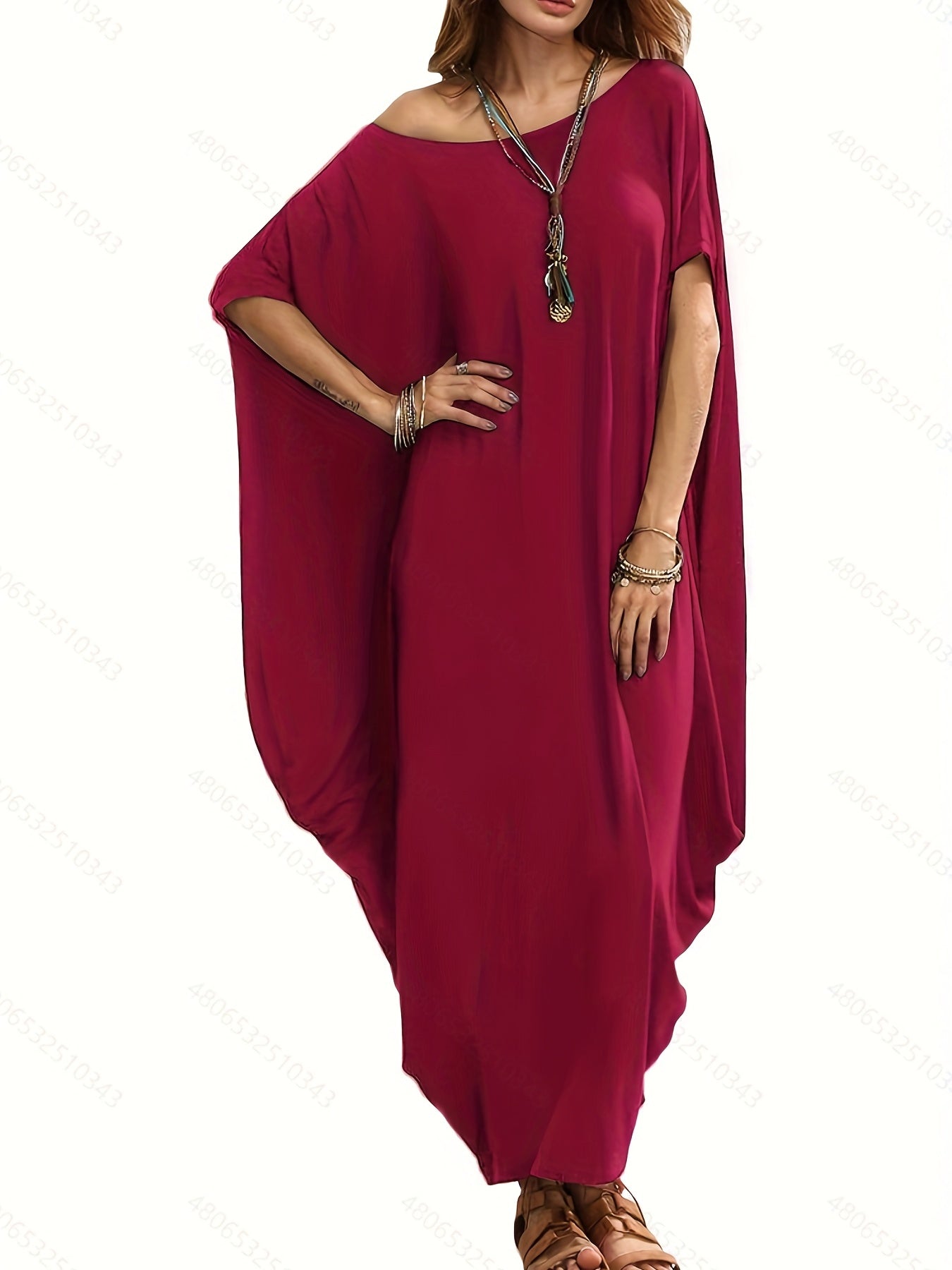 Solid Kaftan High Stretch Baggy Loose Beach Cover Up