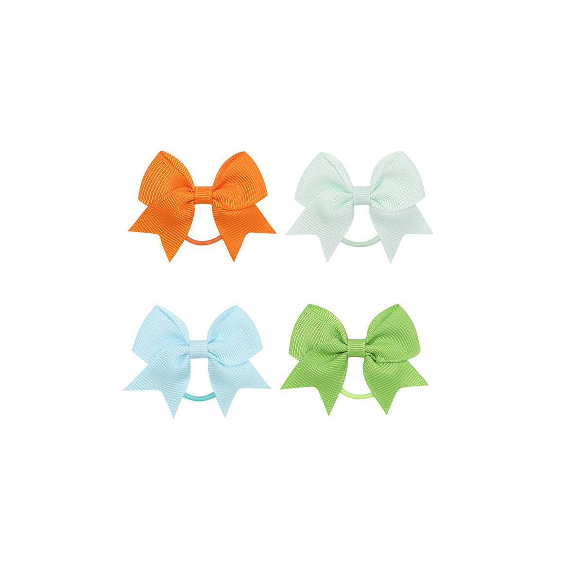 4pcs Baby Girls Hair Bowknots Solid Ring & Swallowtail Ties