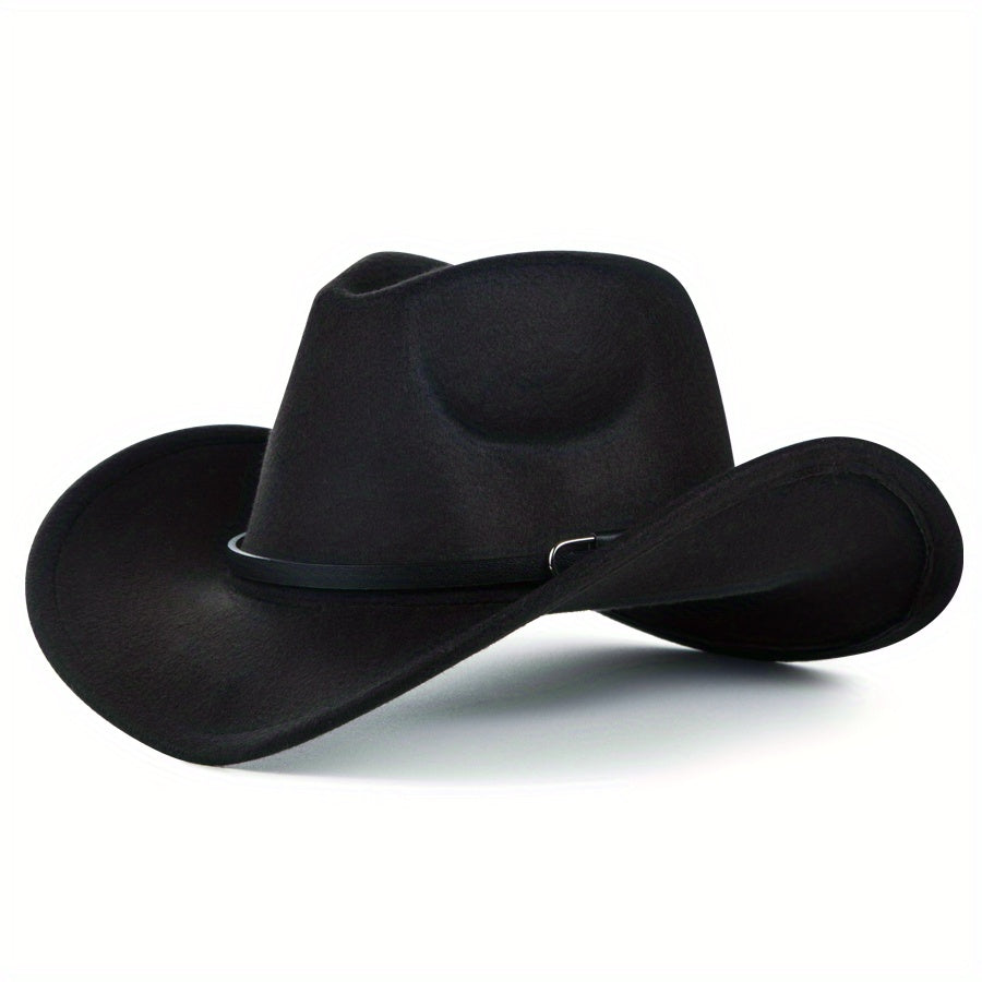 Western Cowboy Felt Hat Men's Rolled Brim Jazz Hat