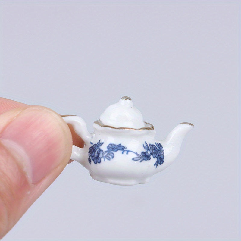 6pcs Dollhouse Porcelain Tea Set Flower Pattern